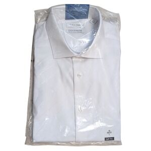 Calvin Klein Infinite Wrinkle Free Slim Tall Dress Shirt White 33AT187 Stretch